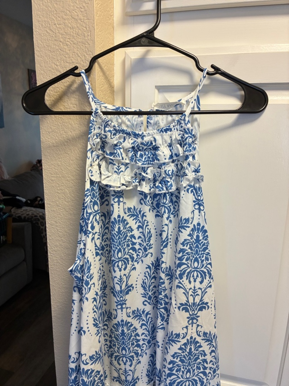 GRACE KARIN Women's blue and white patterned Maxi Boho Dress NWT - Picture 7 of 14